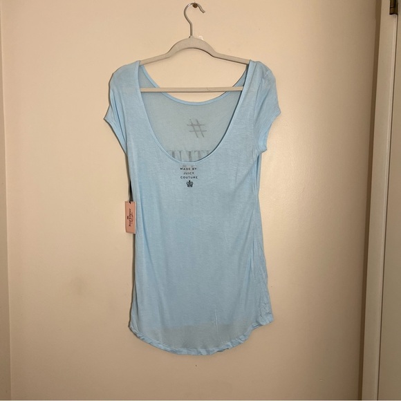 Juicy Couture NWT Light Blue Graphic Short Sleeve T-Shirt Size Large Y2K Casual - Picture 3 of 8